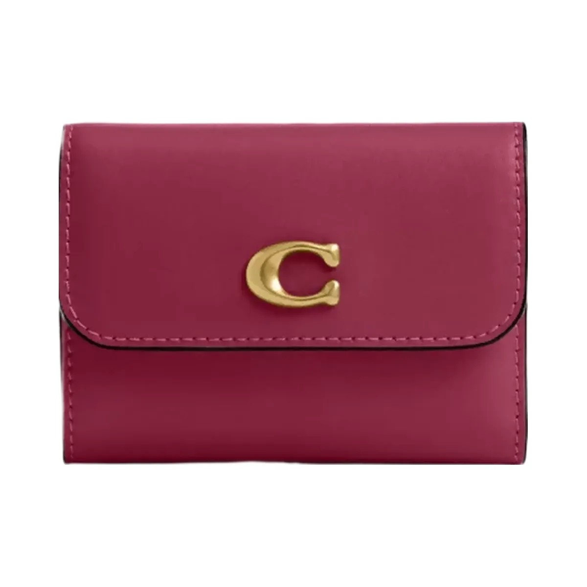 Coach Essential Card Holder Wallet in Brass Dark Fuchsia - HypeFly India View 1