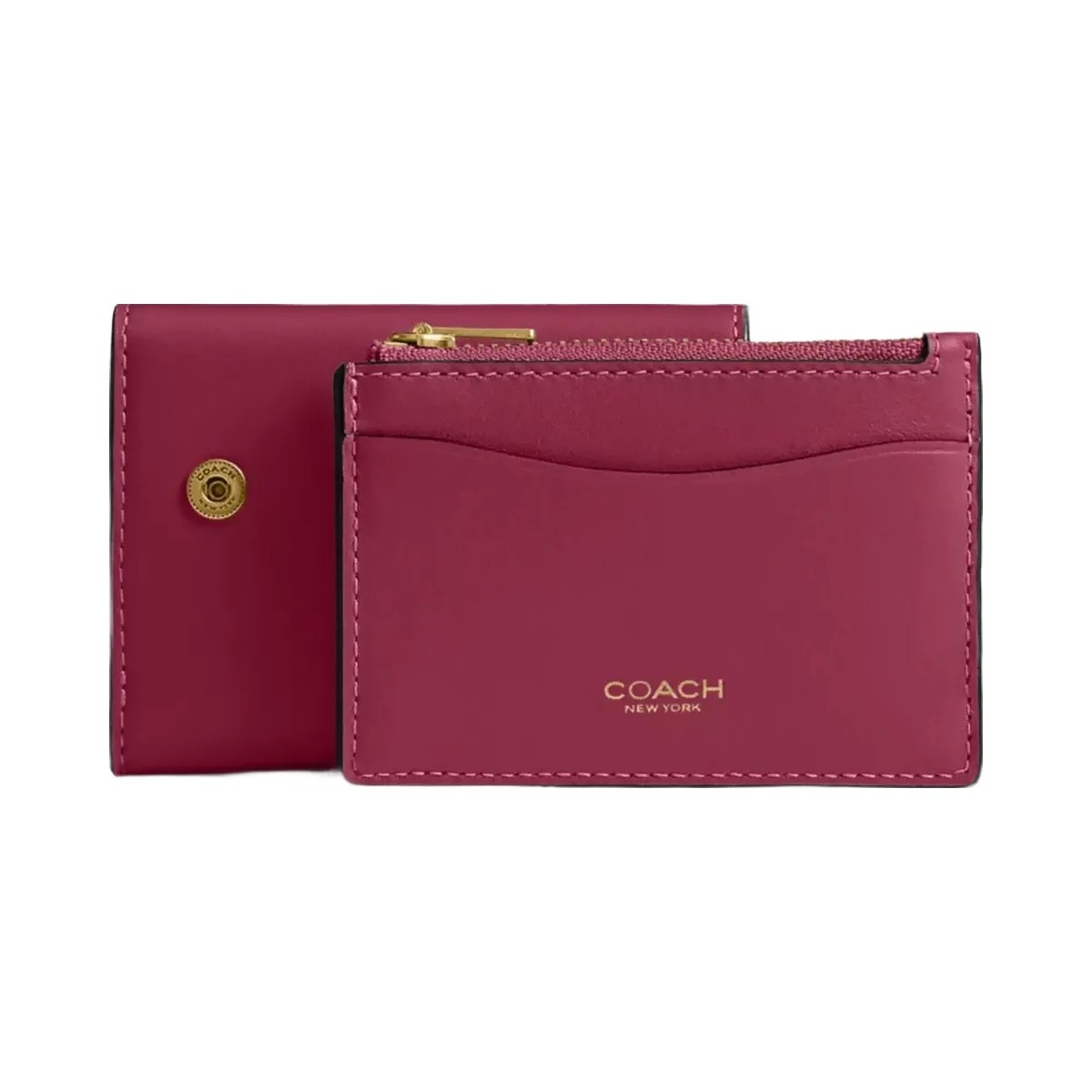 Coach Essential Card Holder Wallet in Brass Dark Fuchsia - HypeFly India View 2