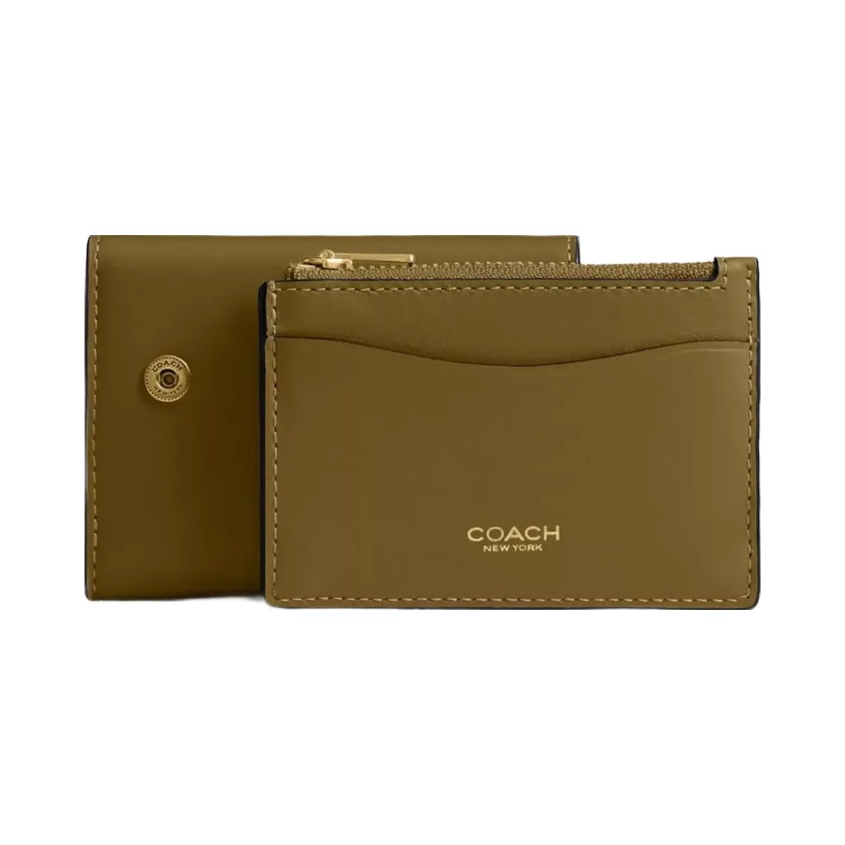 Coach Essential Card Holder Wallet in Brass Muted Olive - HypeFly India View 2