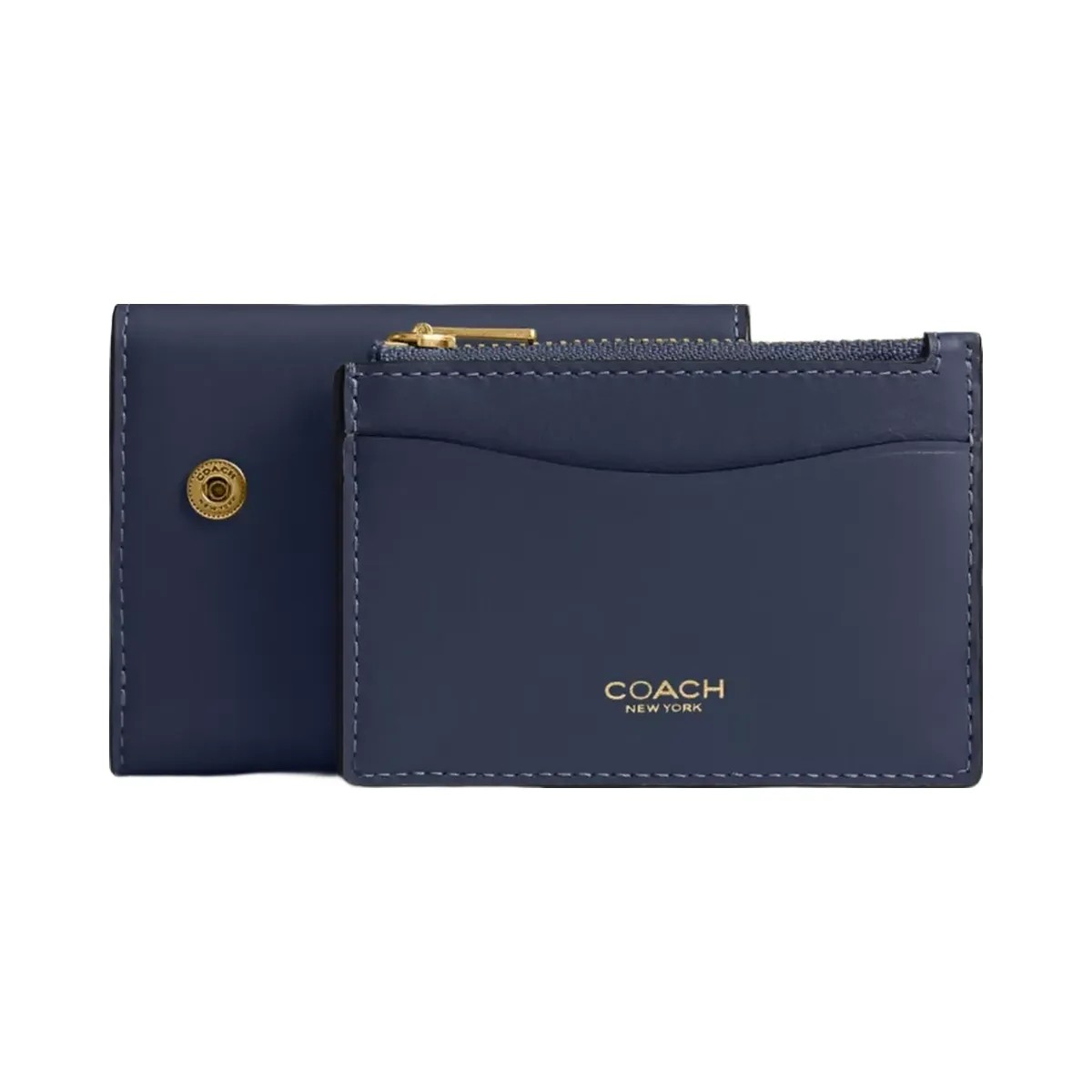 Coach Essential Card Holder Wallet in Brass Navy - HypeFly India View 2