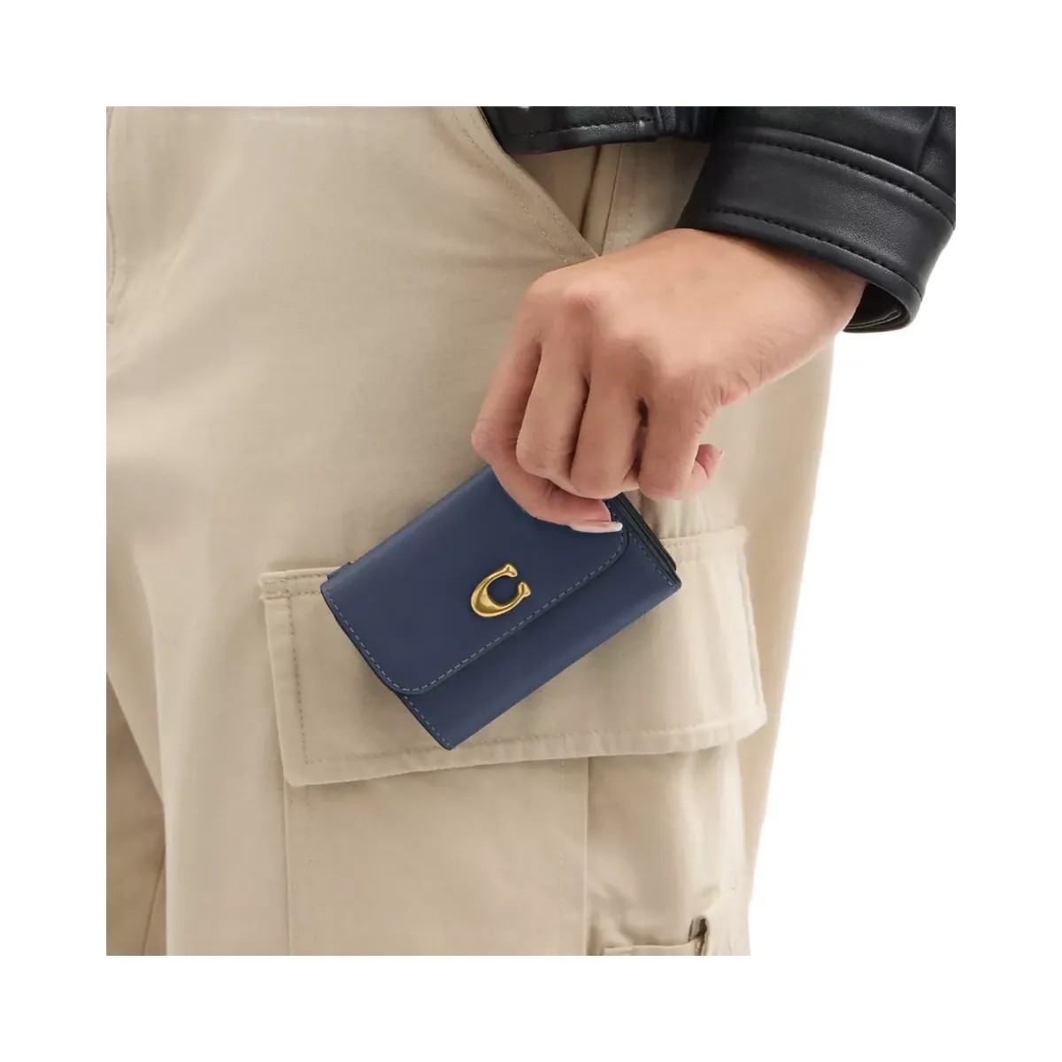 Coach Essential Card Holder Wallet in Brass Navy - HypeFly India View 5