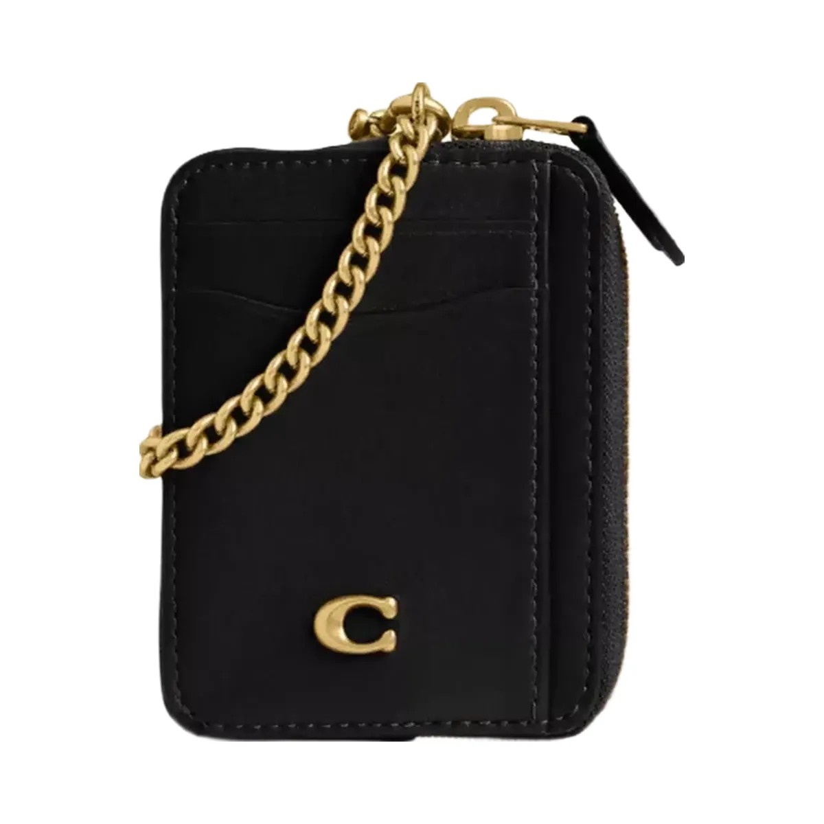 Coach Essential Chain Card Case in Brass Black - HypeFly India View 1