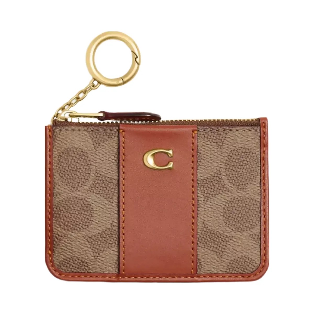 Coach Essential Mini Id Card Case In Signature Canvas in Brass Tan Caramel - HypeFly India View 1