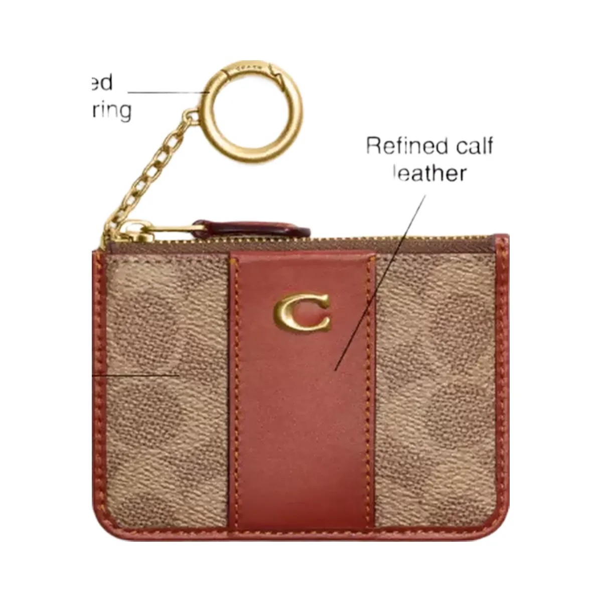 Coach Essential Mini Id Card Case In Signature Canvas in Brass Tan Caramel - HypeFly India View 3