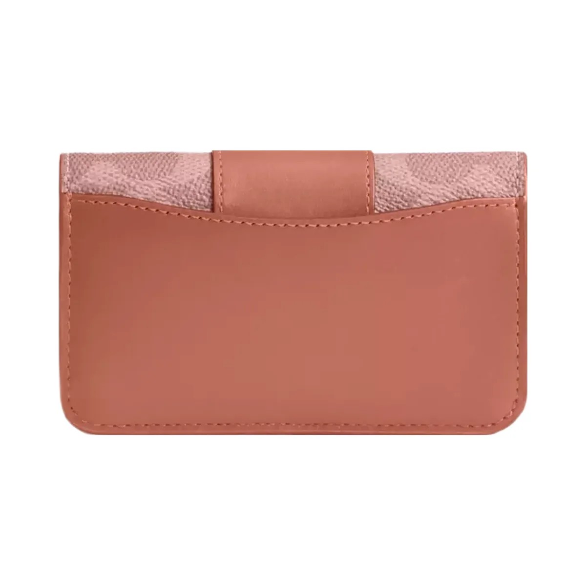 Coach Essential Slim Card Case In Signature Canvas in Brass Melon Pink - HypeFly India View 2