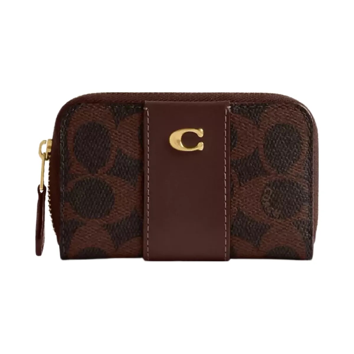 Coach Essential Small Zip Around Card Case In Signature Canvas in Brass Maple - HypeFly India View 1