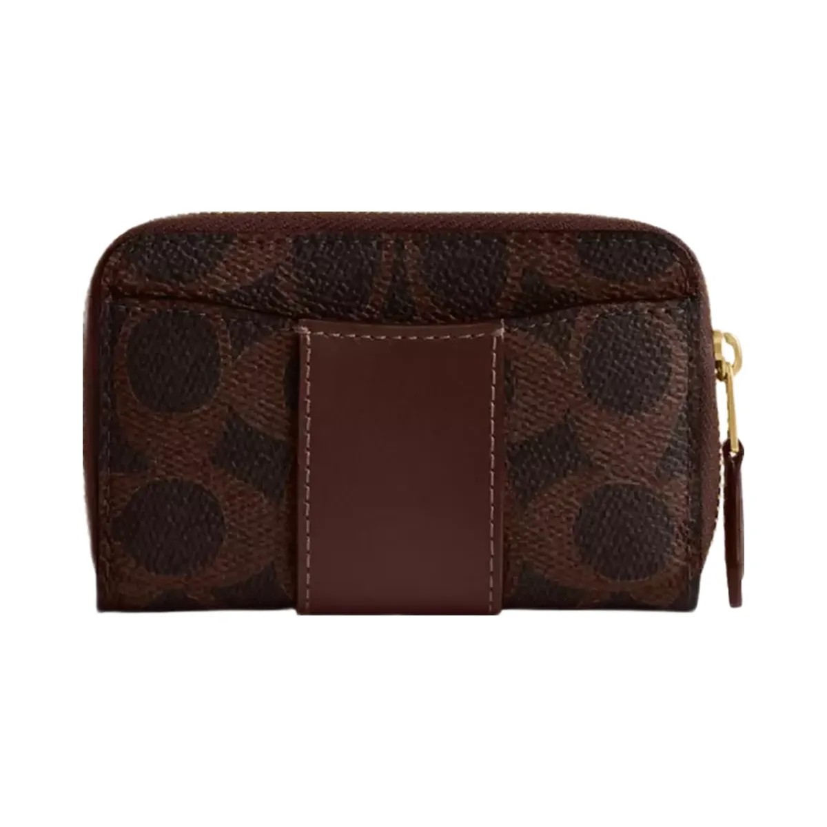 Coach Essential Small Zip Around Card Case In Signature Canvas in Brass Maple - HypeFly India View 2
