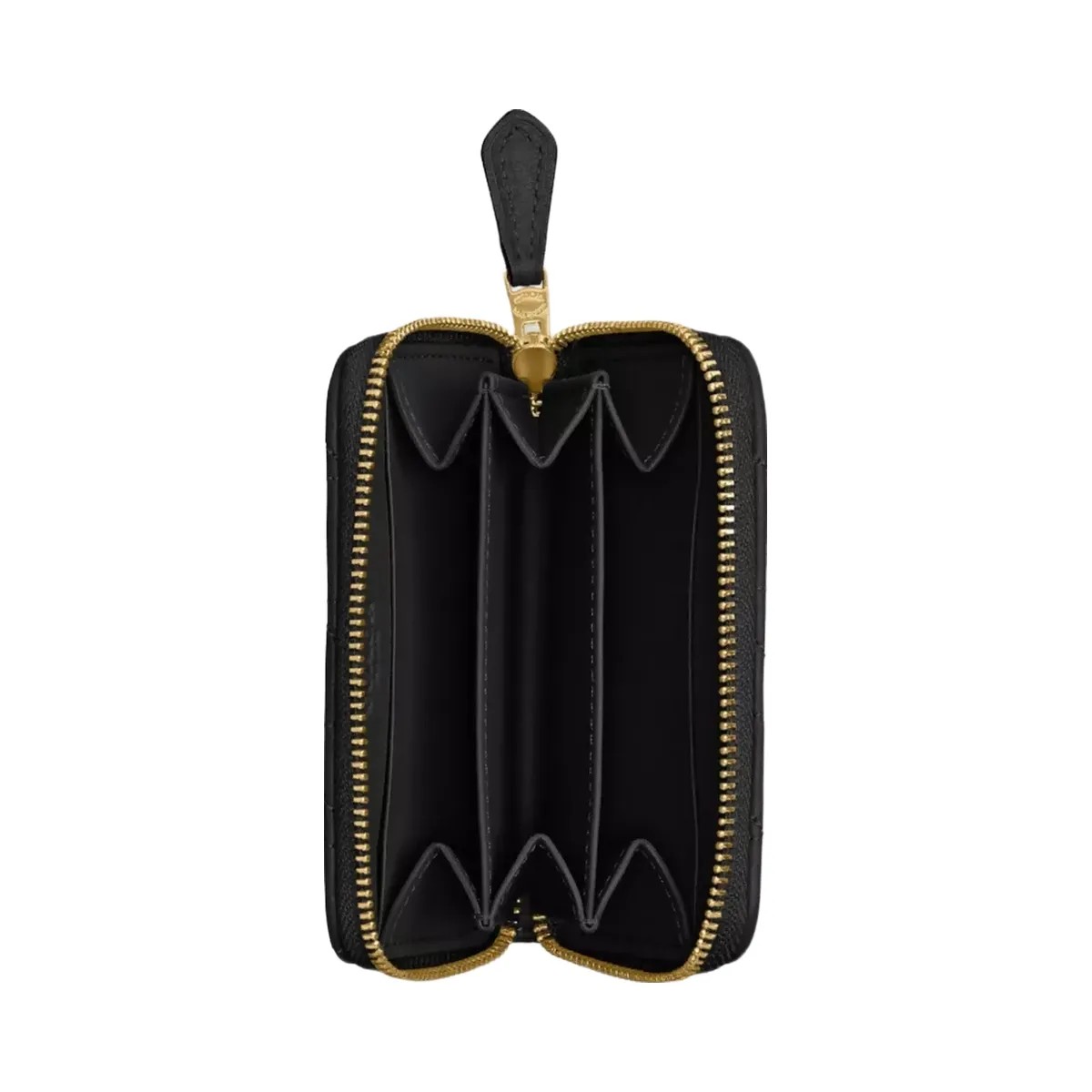 Coach Essential Small Zip Around Card Case With Pillow Quilting in Brass Black - HypeFly India View 3