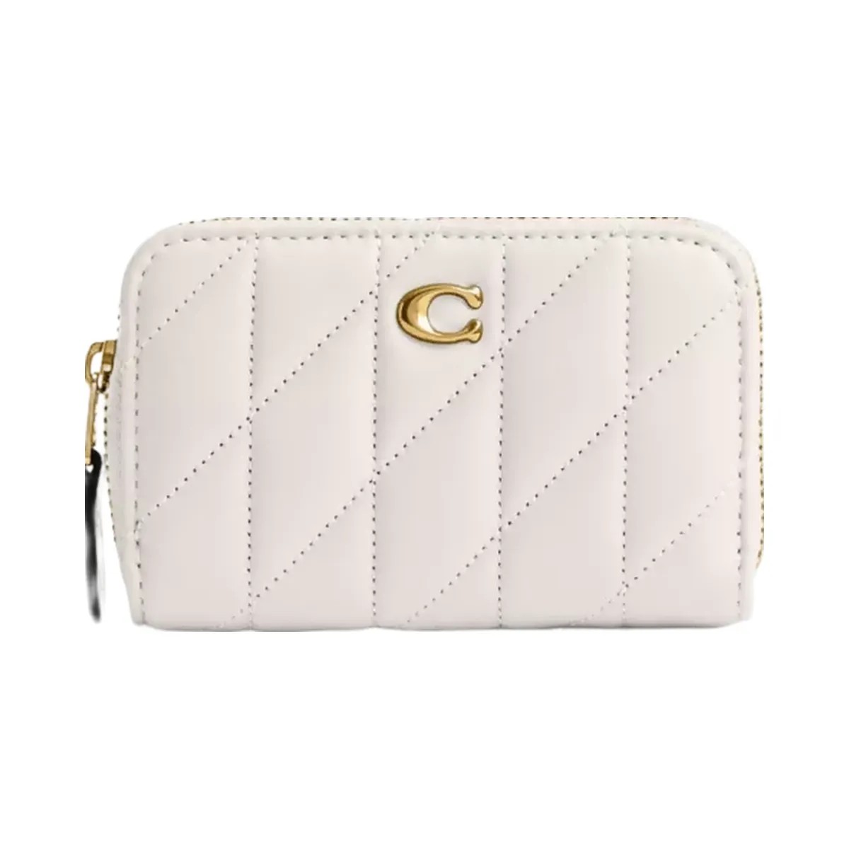 Coach Essential Small Zip Around Card Case With Pillow Quilting in Brass Chalk - HypeFly India View 1
