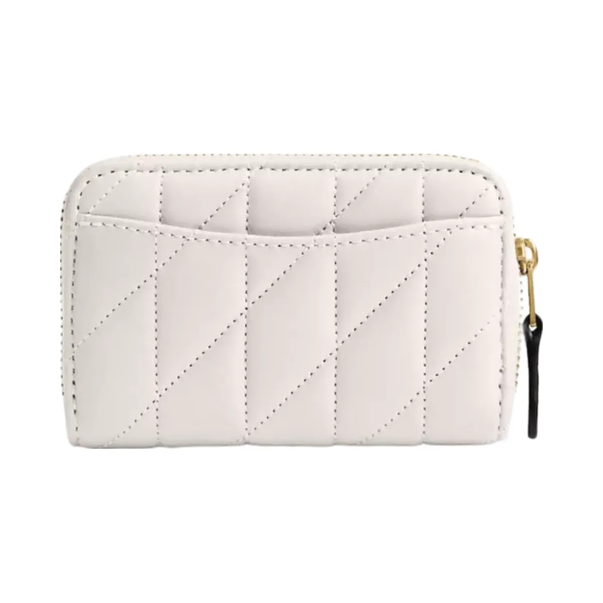 Coach Essential Small Zip Around Card Case With Pillow Quilting in Brass Chalk - HypeFly India View 2