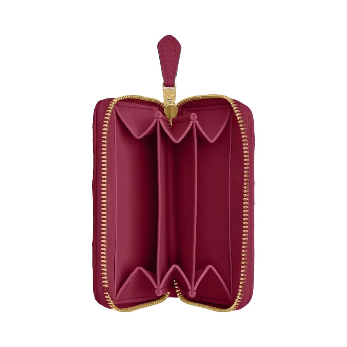 Coach Essential Small Zip Around Card Case With Pillow Quilting in Brass Dark Fuchsia - HypeFly India View 3