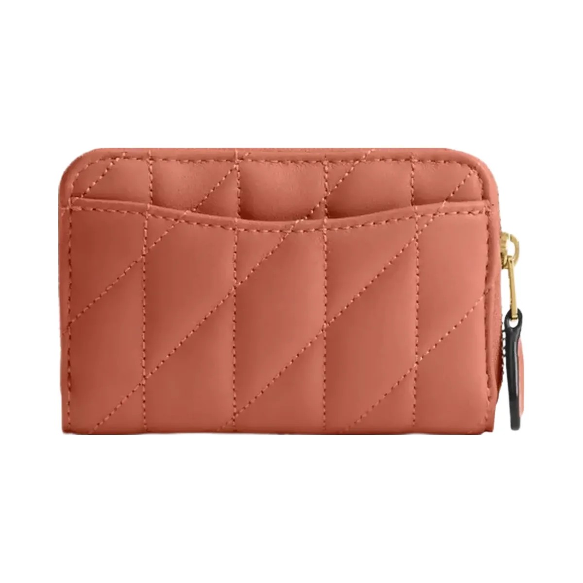 Coach Essential Small Zip Around Card Case With Pillow Quilting in Brass Dark Peach - HypeFly India View 2