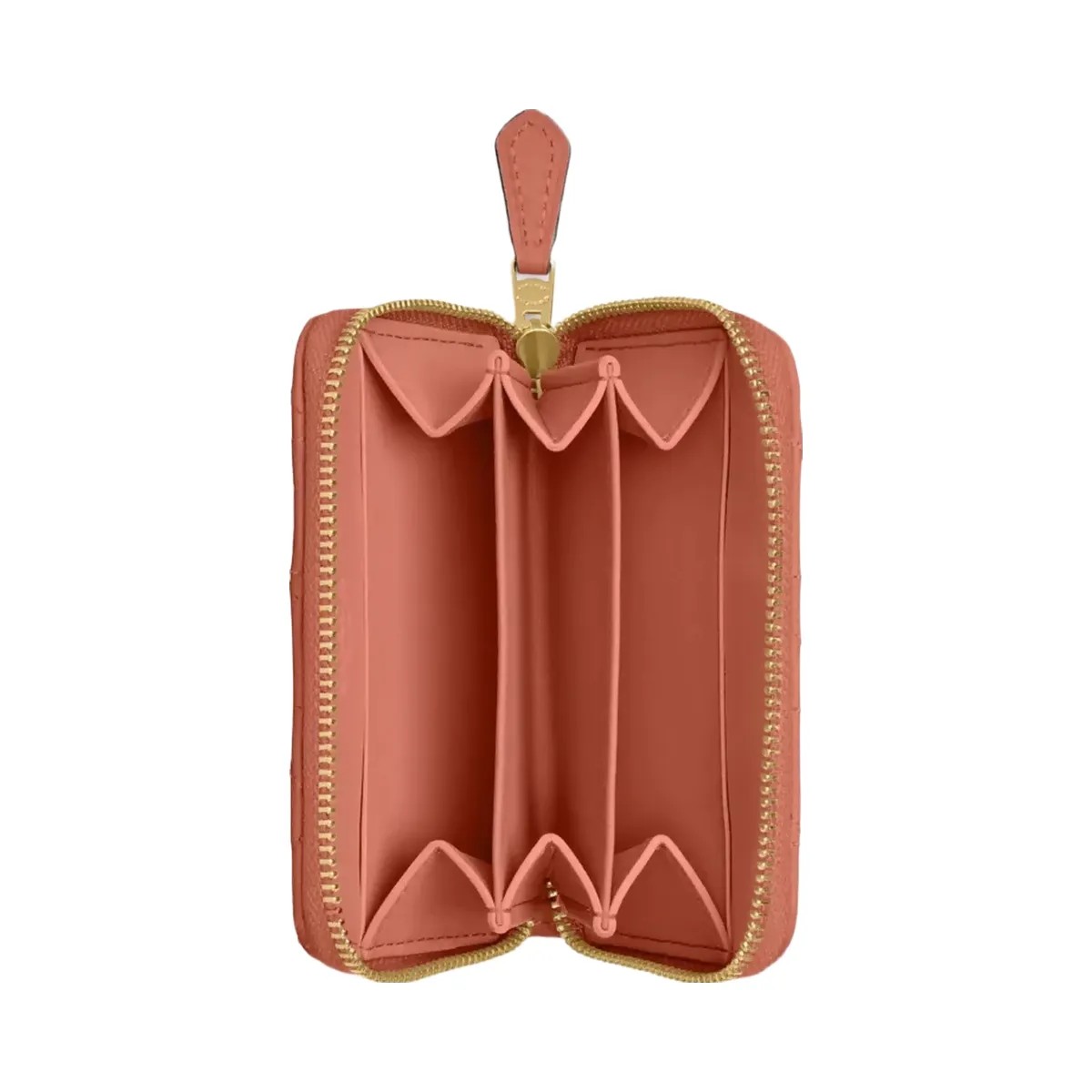 Coach Essential Small Zip Around Card Case With Pillow Quilting in Brass Dark Peach - HypeFly India View 3