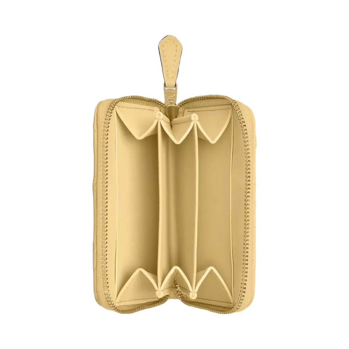 Coach Essential Small Zip Around Card Case With Pillow Quilting in Brass Vanilla - HypeFly India View 3