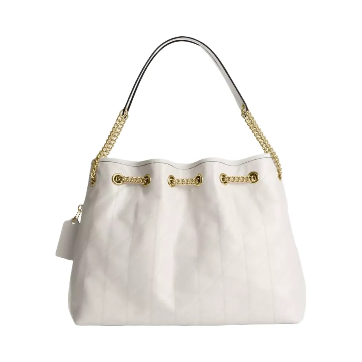 Coach Evelyn Shoulder Bag With Quilting And Charm in Gold Chalk - HypeFly India View 3