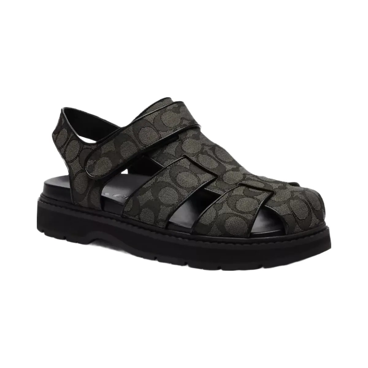 Coach Fisherman Sandal In Signature Jacquard in Graphite Black - HypeFly India View 1
