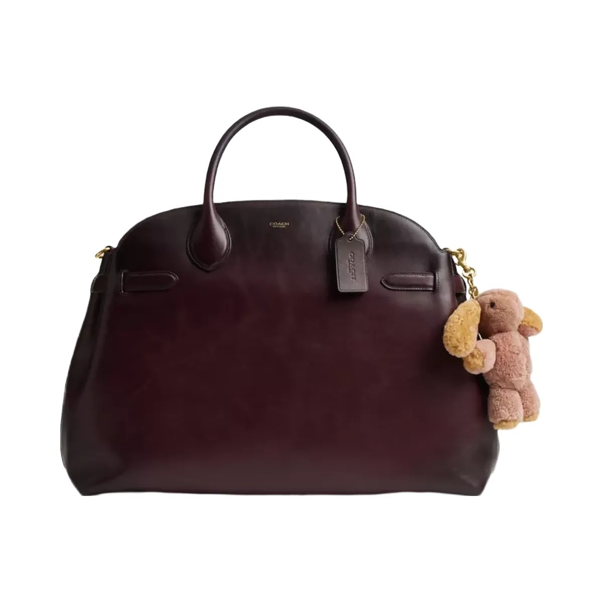 Coach Floppy Bag Charm In Shearling in Brass Multi - HypeFly India View 2