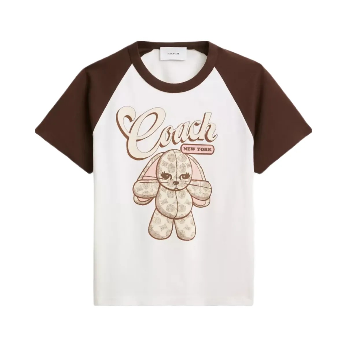 Coach Floppy Stuffie Raglan T-Shirt In Organic Cotton in Vintage Ivory - HypeFly India View 1