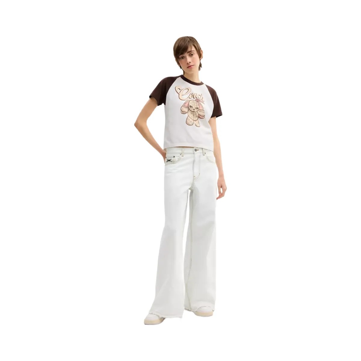 Coach Floppy Stuffie Raglan T-Shirt In Organic Cotton in Vintage Ivory - HypeFly India View 2