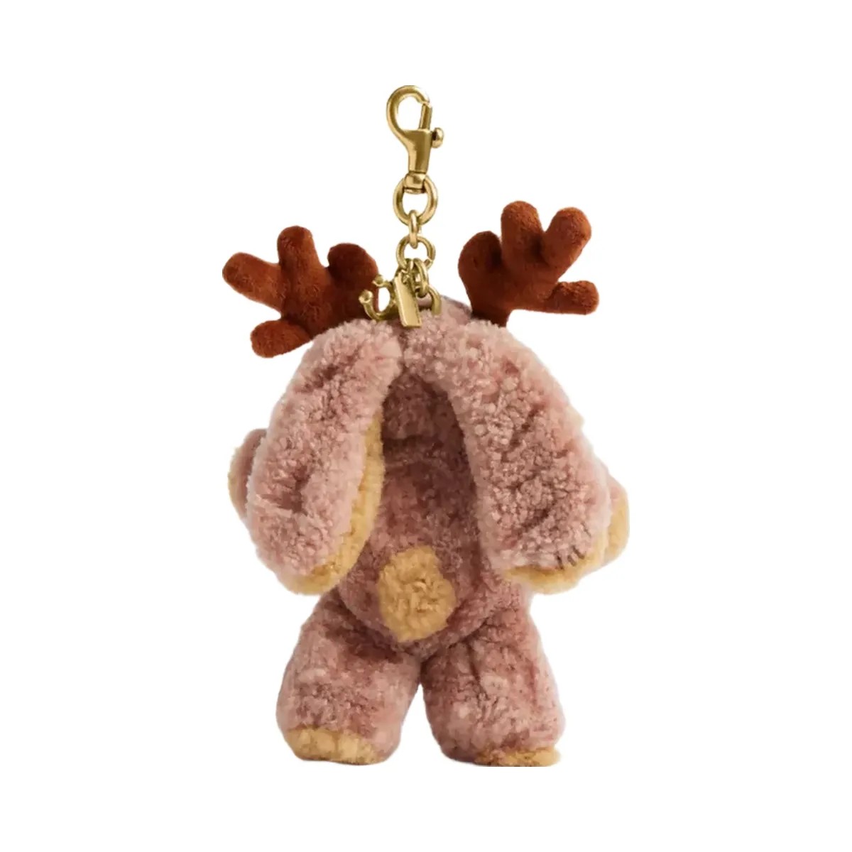Coach Floppy With Antlers Bag Charm In Shearling in Brass Multi - HypeFly India View 2