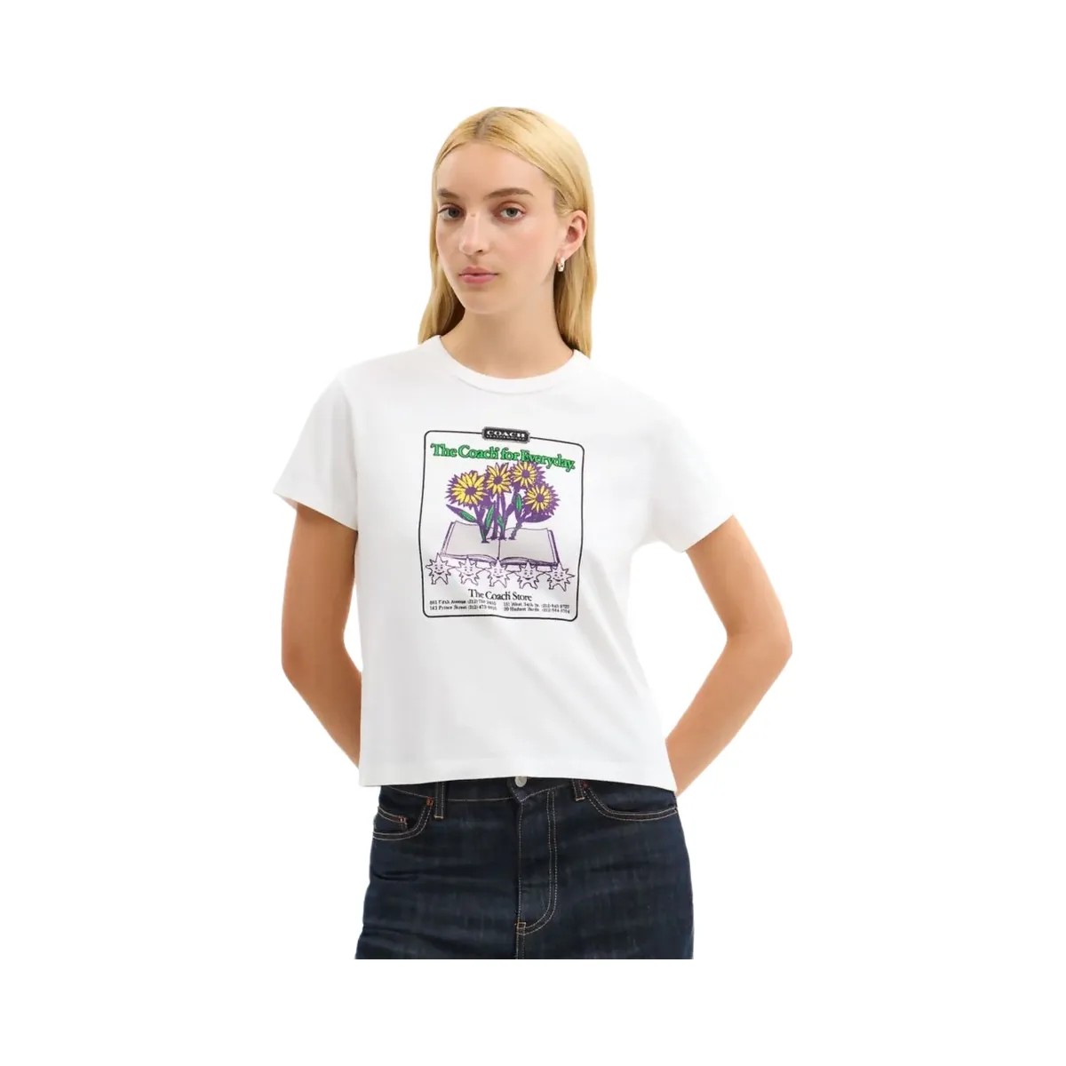 Coach Floral Collage T Shirt In Organic Cotton White - HypeFly India View 2