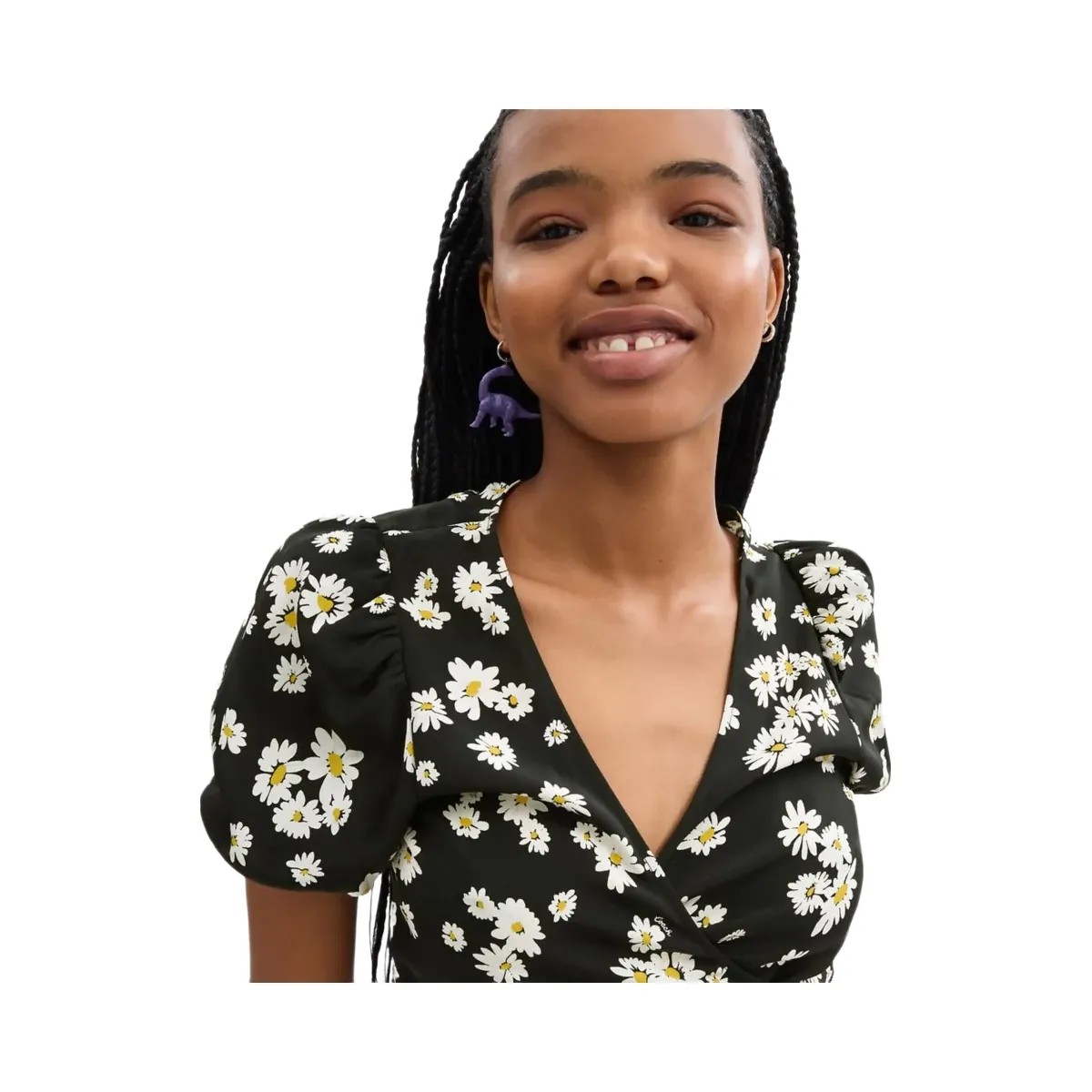 Coach Floral Wrap Blouse Black - HypeFly India View 4