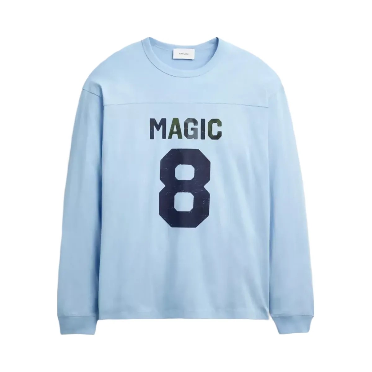 Coach Football Long Sleeve Relaxed T-Shirt in Baby Blue - HypeFly India View 1