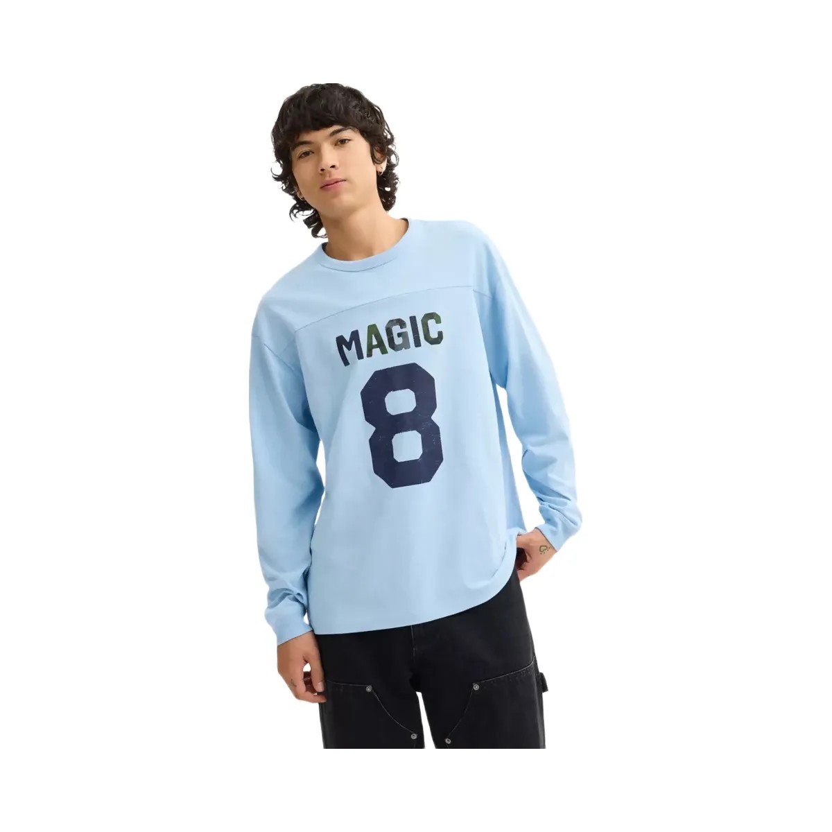Coach Football Long Sleeve Relaxed T-Shirt in Baby Blue - HypeFly India View 2