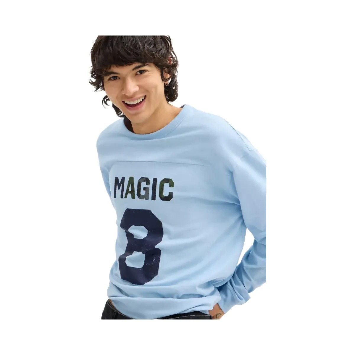 Coach Football Long Sleeve Relaxed T-Shirt in Baby Blue - HypeFly India View 4