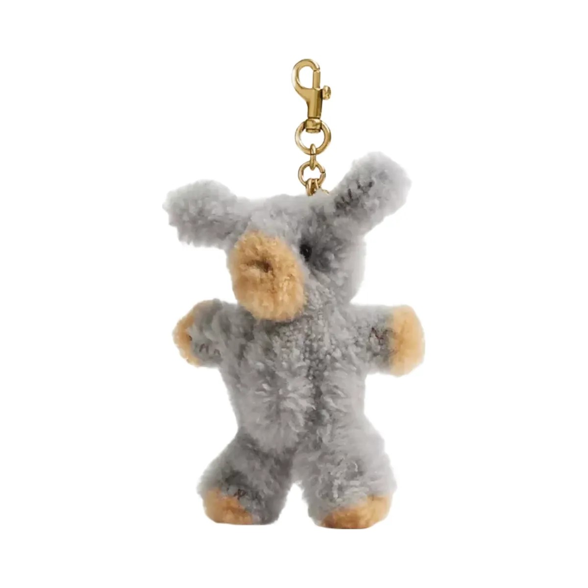 Coach Fuzzy Bag Charm In Shearling in Brass Multi - HypeFly India View 1