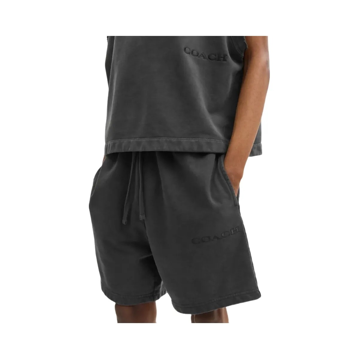 Coach Garment Dyed Pull On Shorts Black - HypeFly India View 4