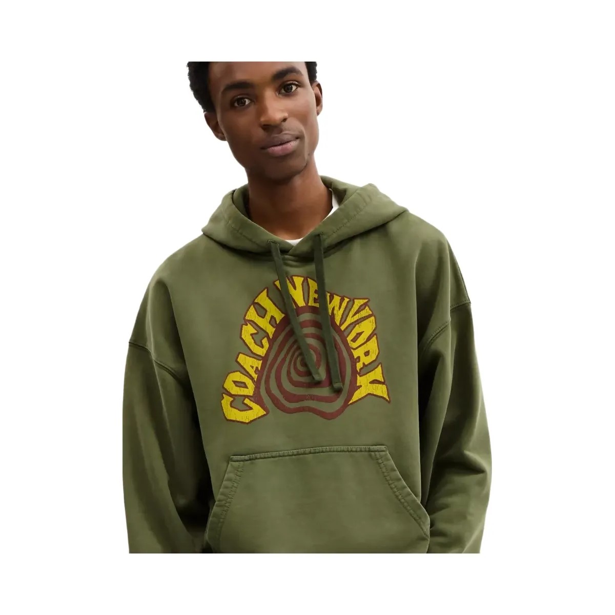 Coach Garment Dyed Spiral Hoodie in Green - HypeFly India View 4