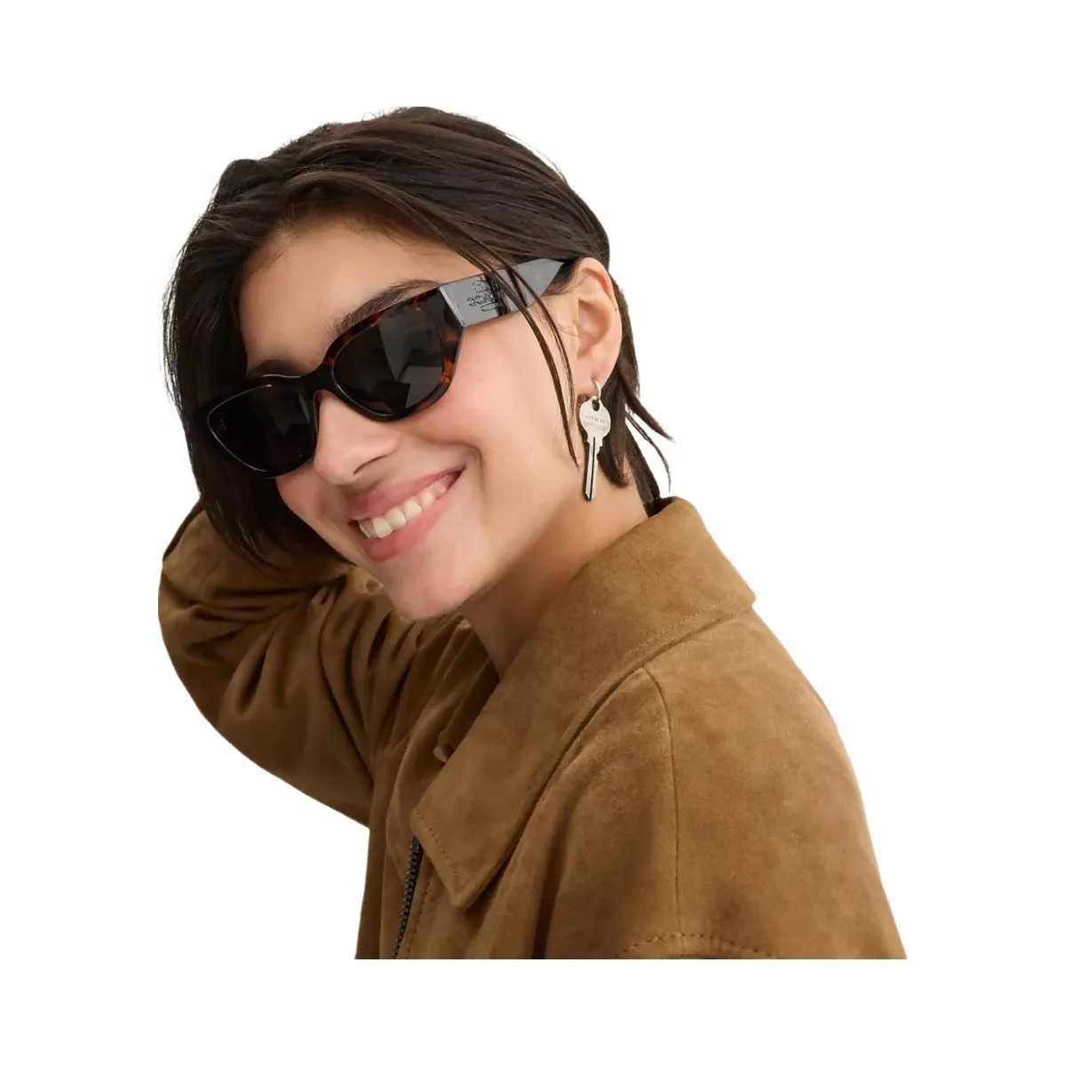 Coach Geometric Cat Eye Sunglasses in Dark Tortoise - HypeFly India View 2