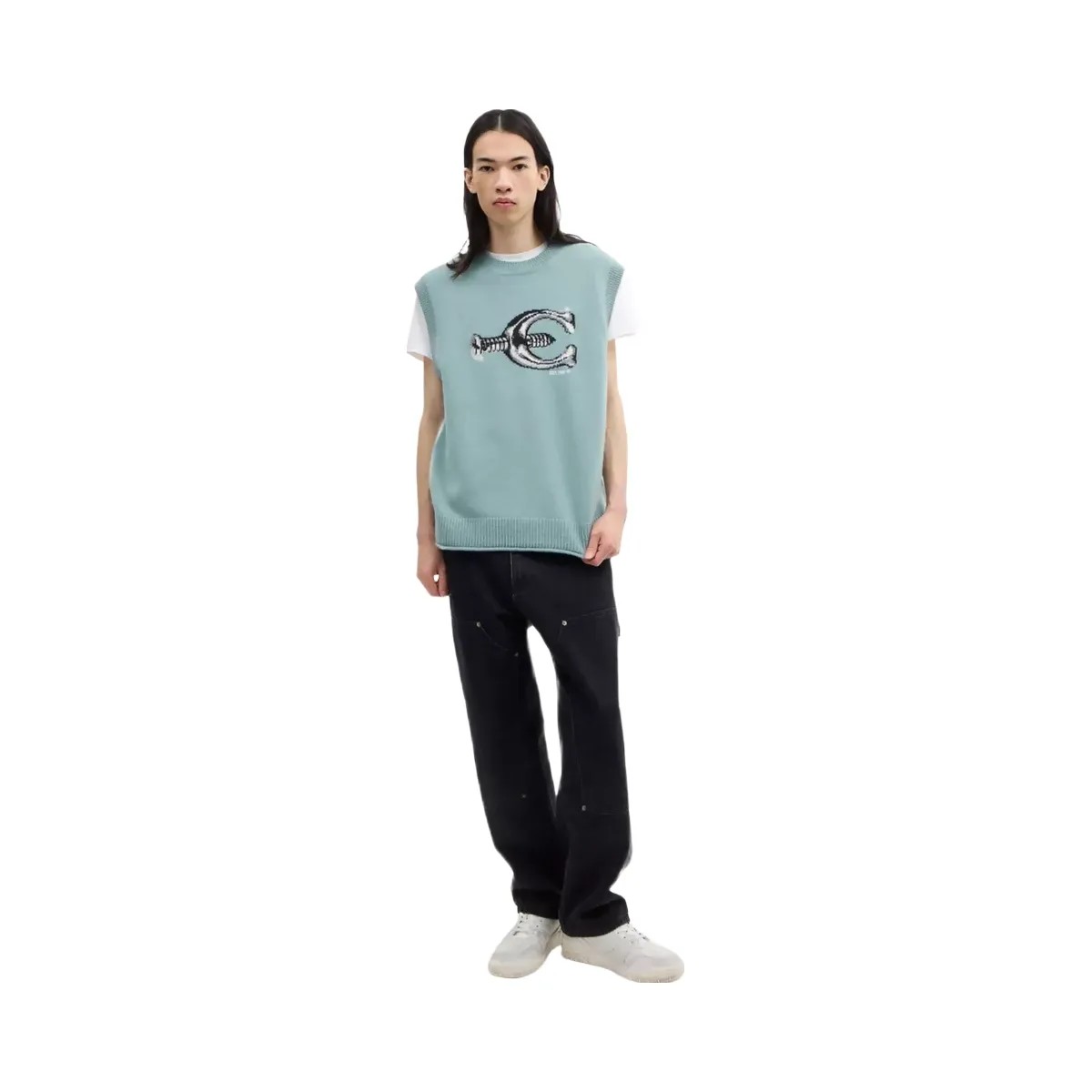 Coach Hardware Crewneck Sweater Vest in Sea Mist - HypeFly India View 2