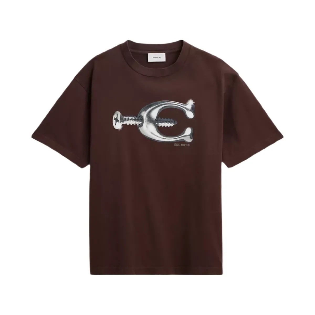 Coach Hardware Relaxed T-Shirt In Organic Cotton in Brown - HypeFly India View 1