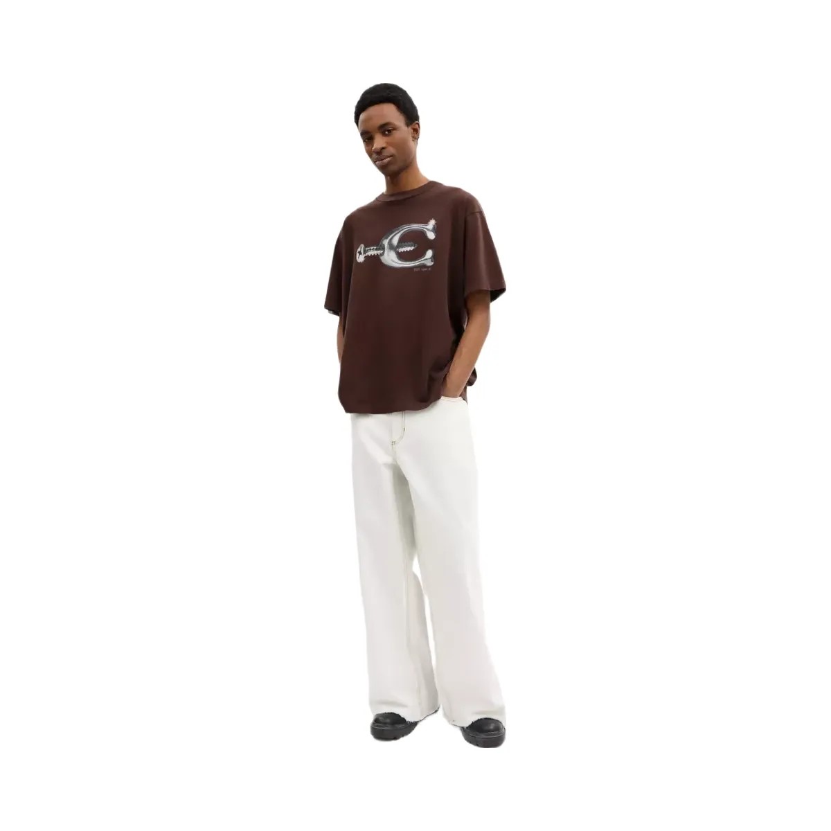Coach Hardware Relaxed T-Shirt In Organic Cotton in Brown - HypeFly India View 2