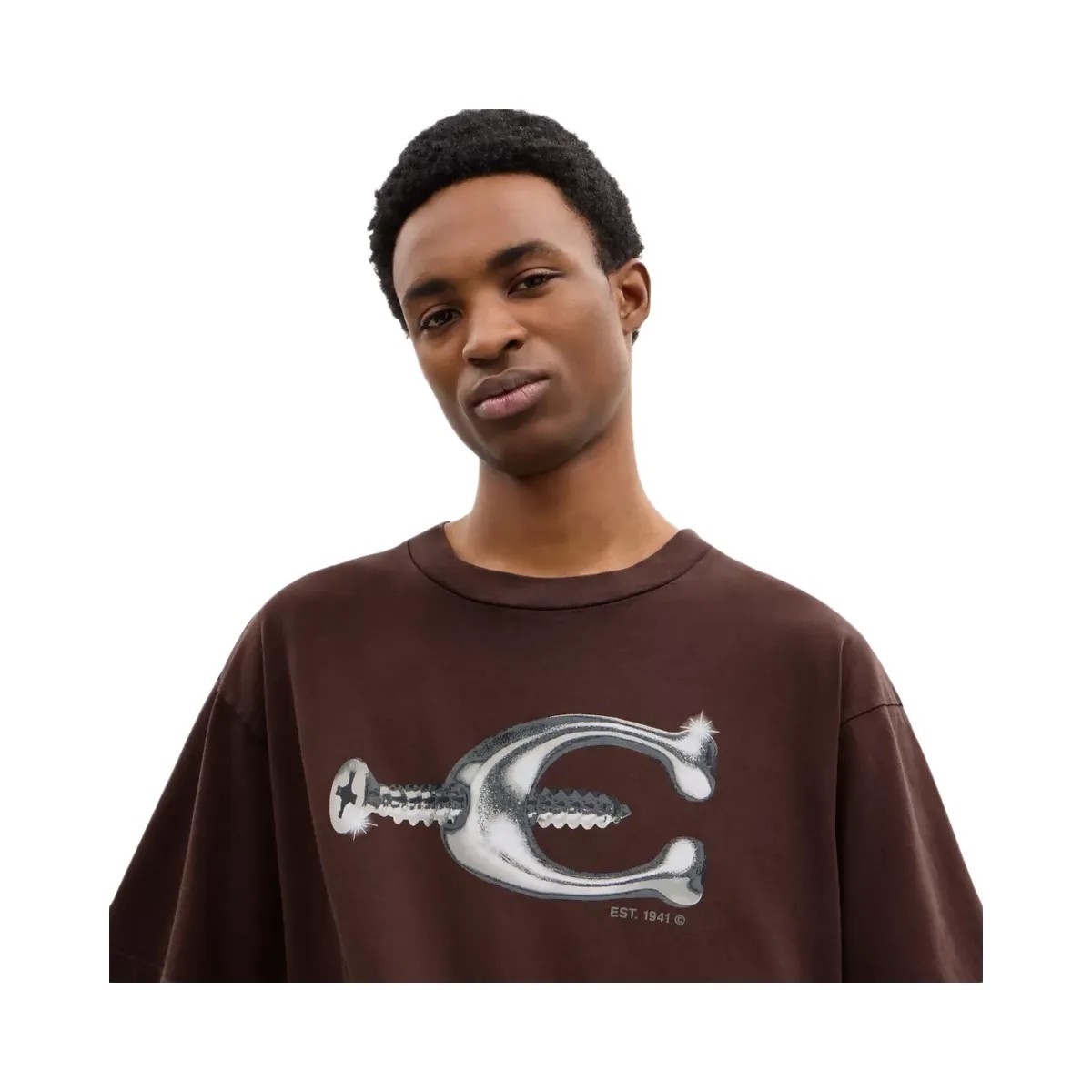 Coach Hardware Relaxed T-Shirt In Organic Cotton in Brown - HypeFly India View 6