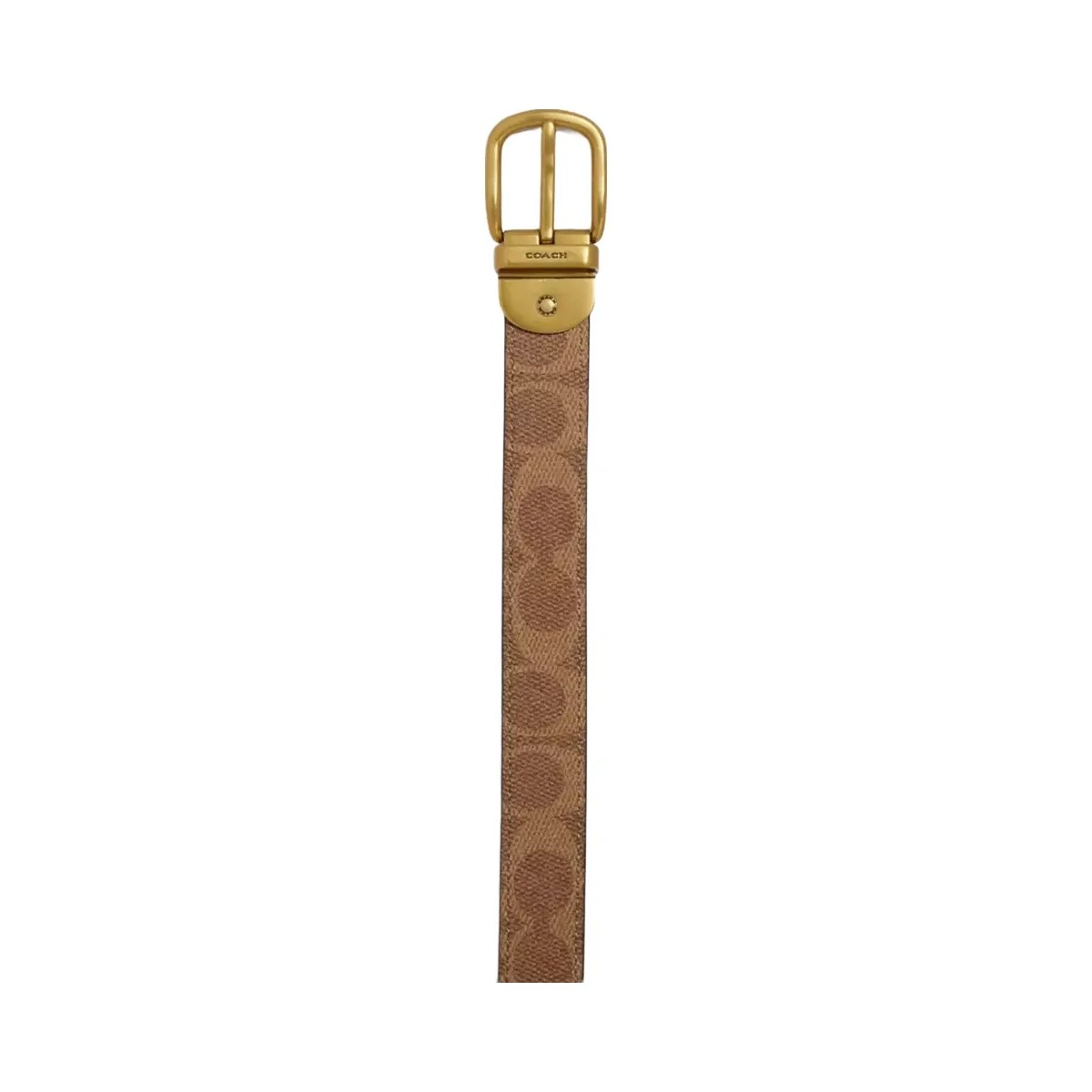 Coach Harness Buckle Reversible Belt, 25 Mm in Brass Chalk Tan - HypeFly India View 2