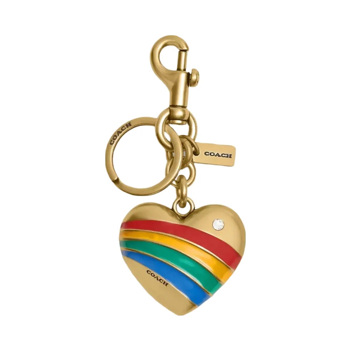 Coach Heart Bag Charm in Brass Multi - HypeFly India View 1