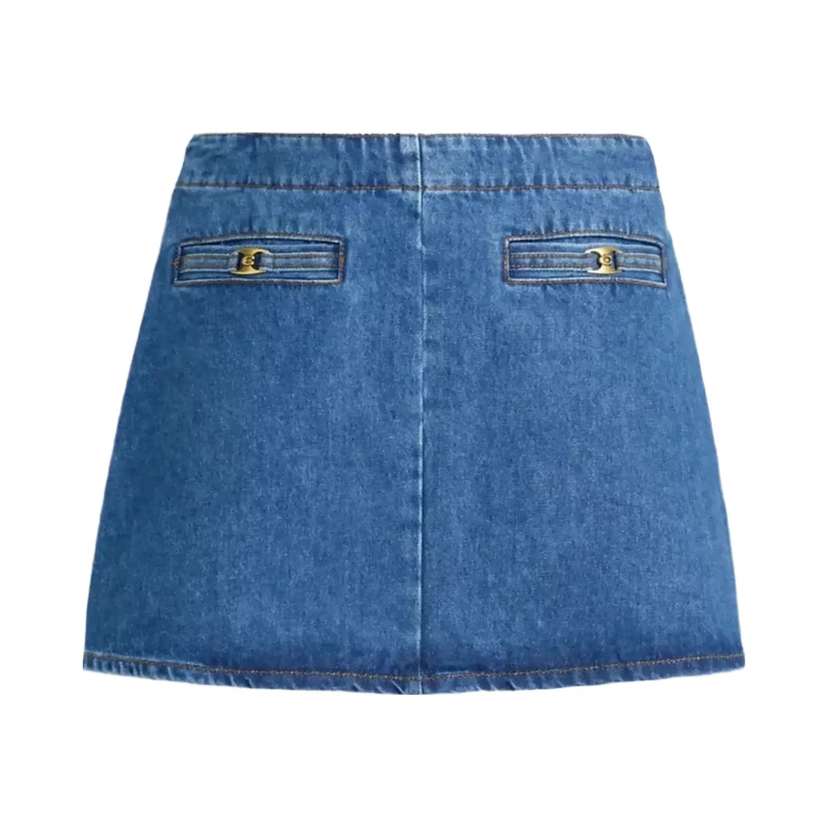 Coach Heritage C Denim Mini Skirt In Organic Cotton in Medium Blue - HypeFly India View 1