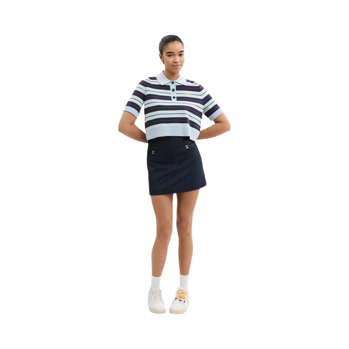 Coach Heritage C Tailored Mini Skirt White Navy - HypeFly India View 2