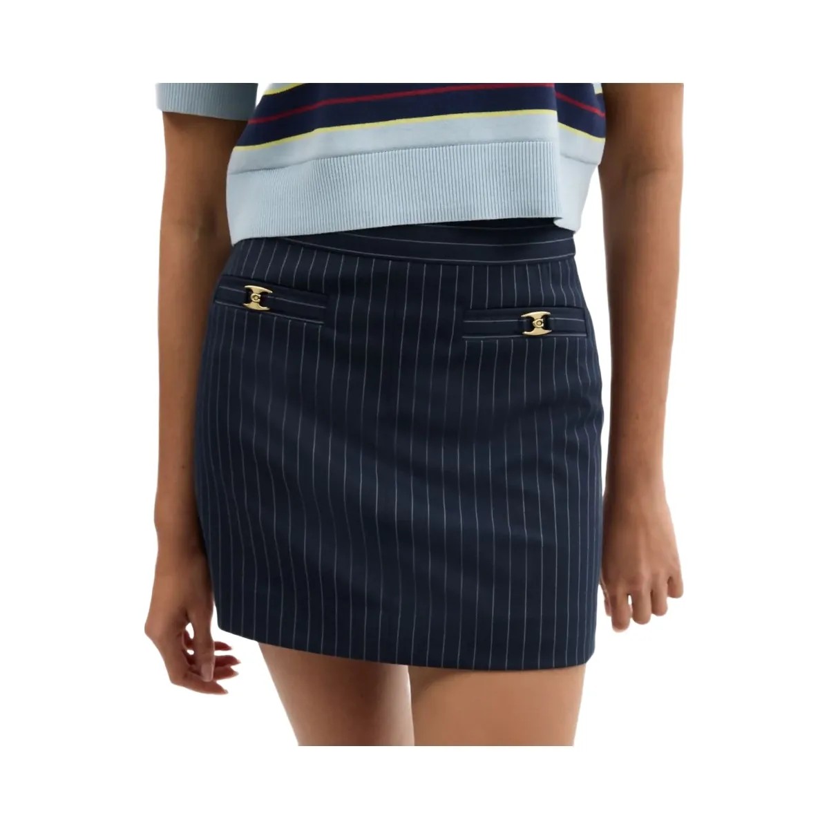 Coach Heritage C Tailored Mini Skirt White Navy - HypeFly India View 4