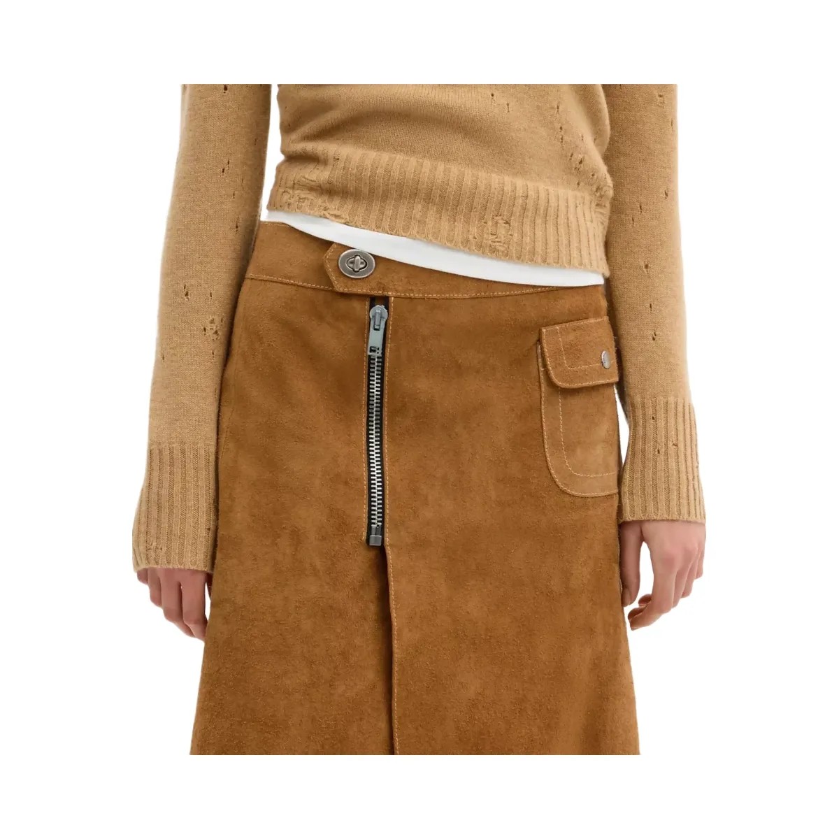 Coach Heritage Suede Midi Skirt in Brown - HypeFly India View 4