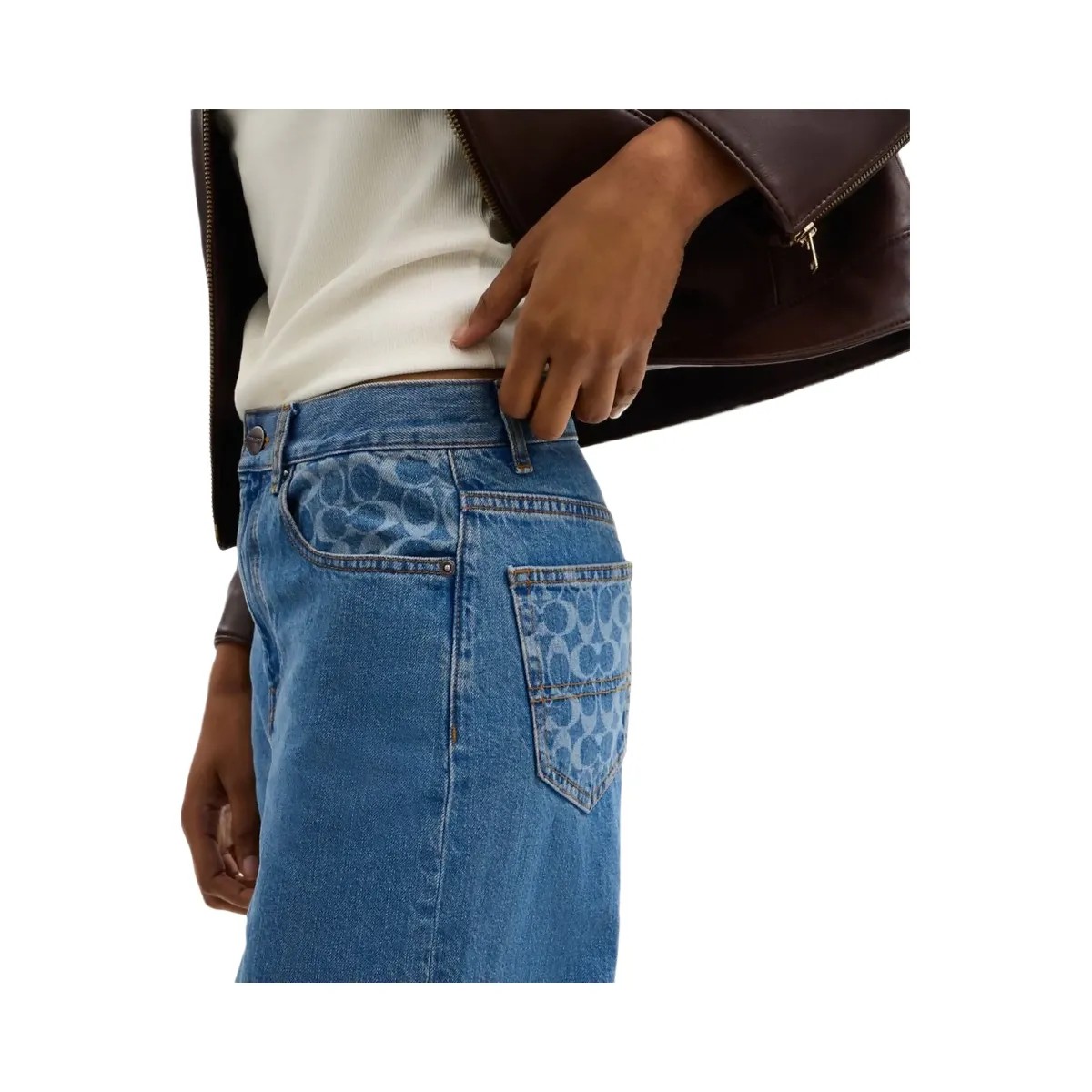 Coach High Rise Denim Jeans Hudson Medium Wash - HypeFly India View 4