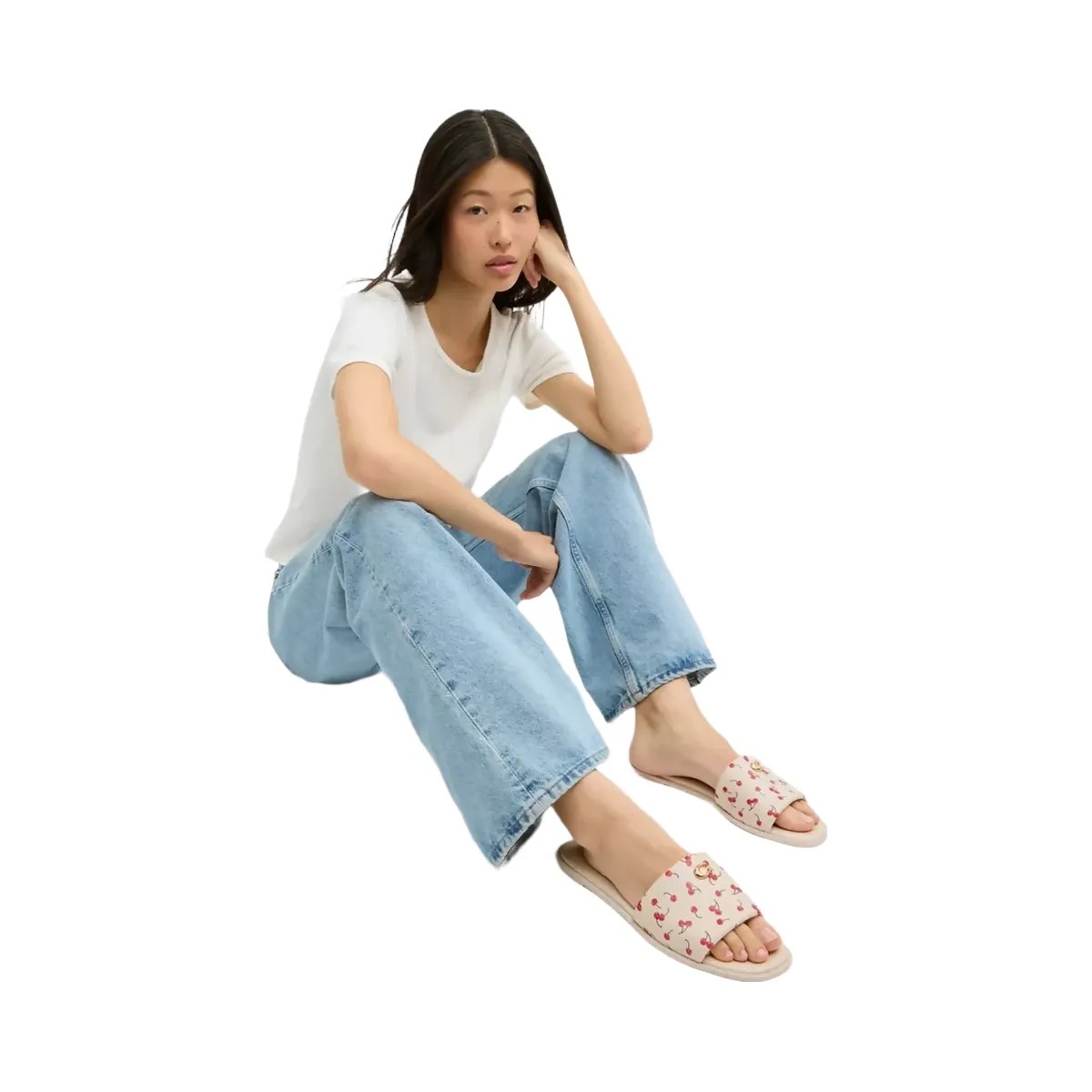 Coach Holly Sandal With Cherry Print in Chalk Multi - HypeFly India View 6
