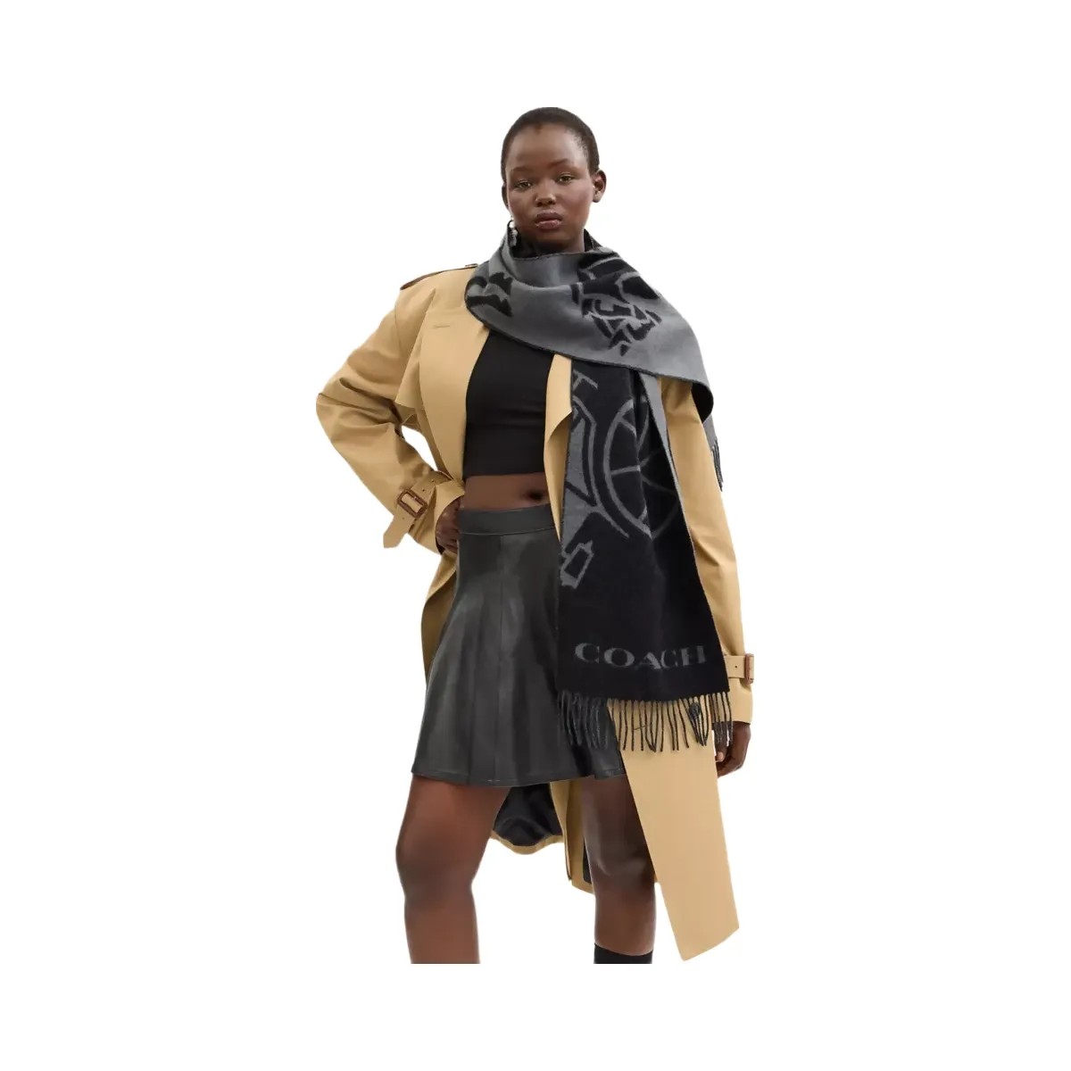 Coach Horse And Carriage Cashmere Muffler in Black - HypeFly India View 2