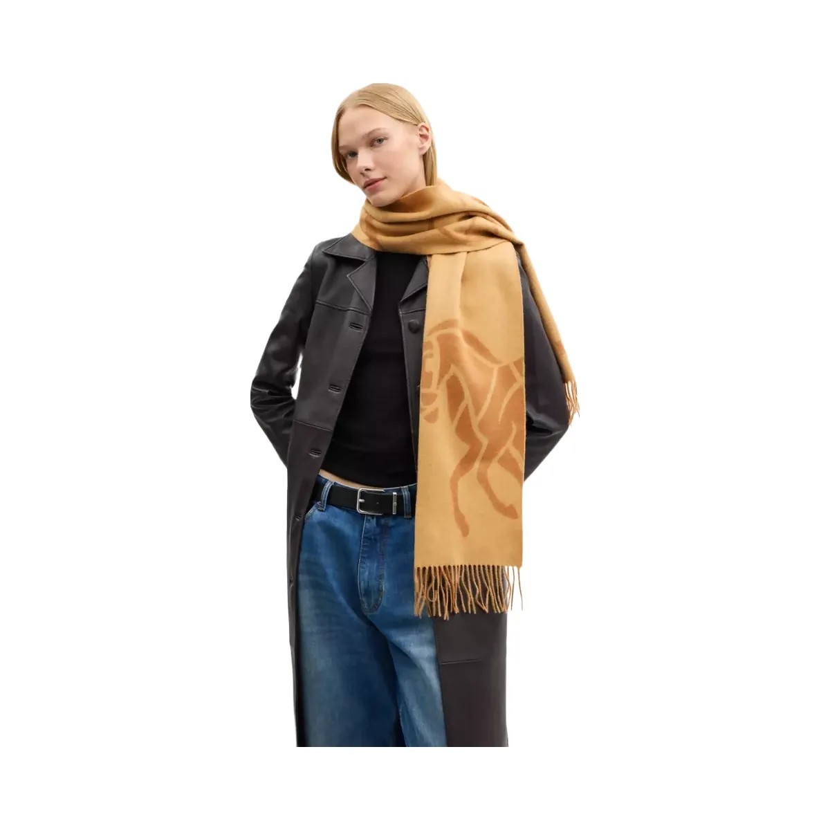 Coach Horse And Carriage Cashmere Muffler in Honey Brown - HypeFly India View 2