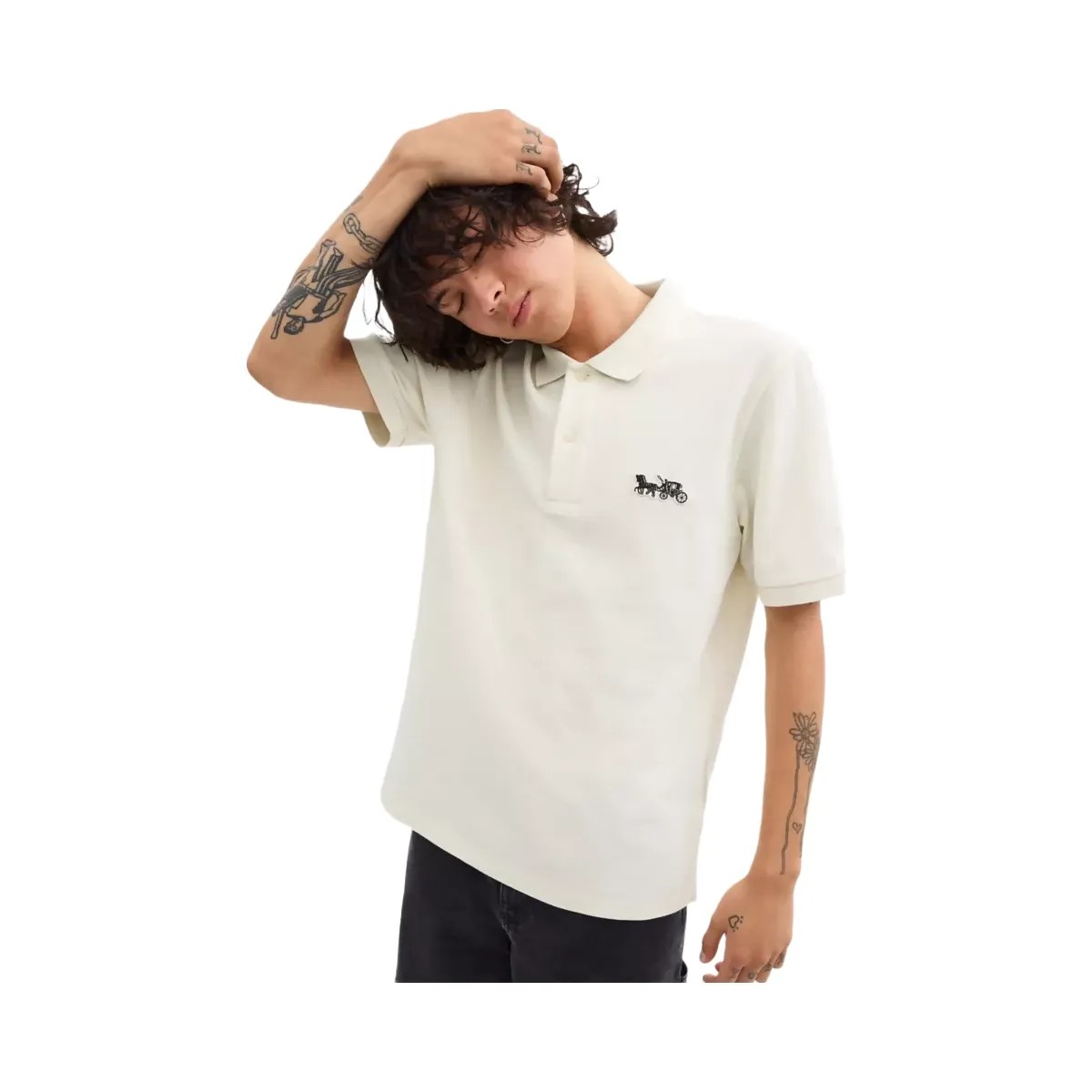 Coach Horse And Carriage Classic Polo In Organic Cotton in White - HypeFly India View 4