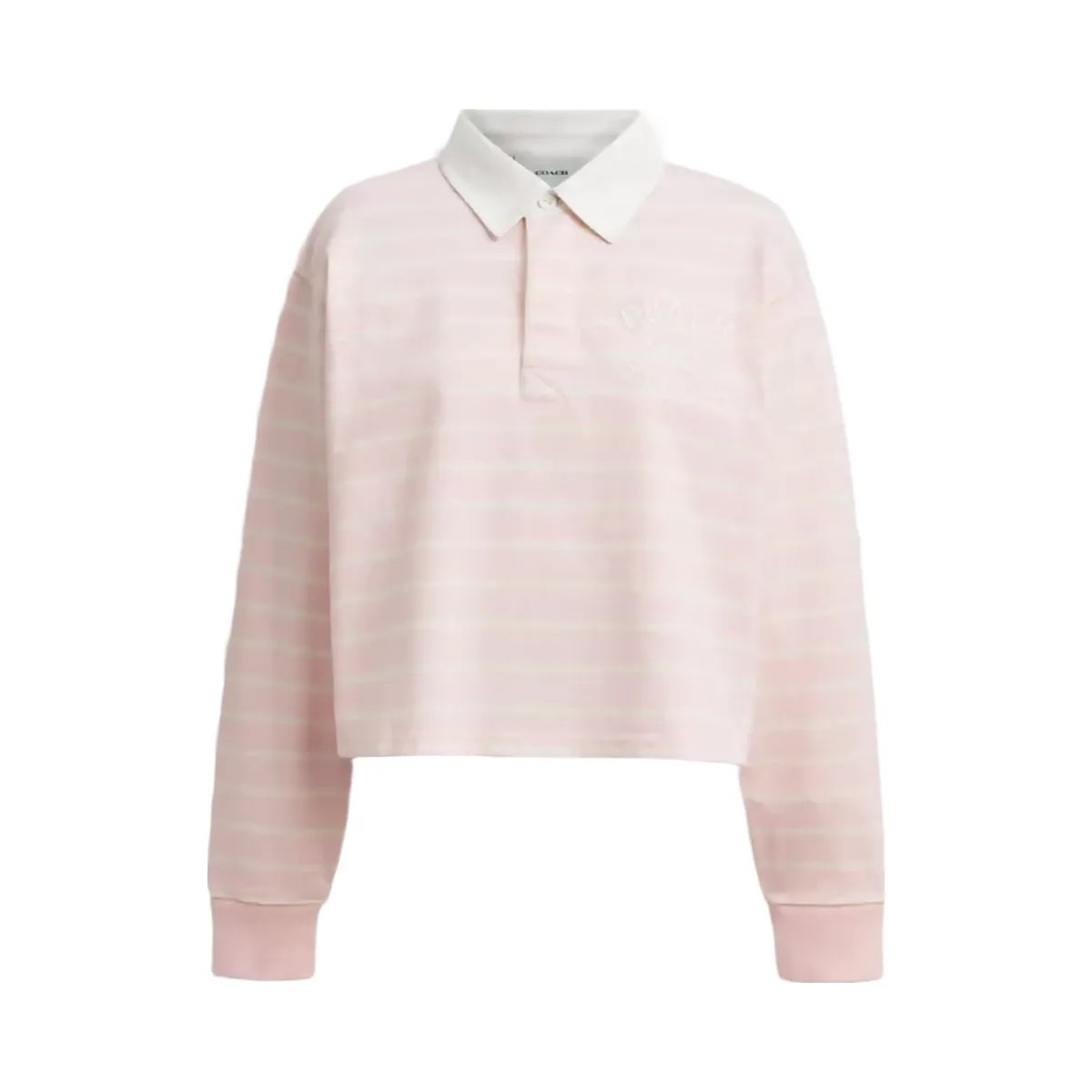 Coach Horse And Carriage Striped Rugby Polo In Organic Cotton in Pink - HypeFly India View 1