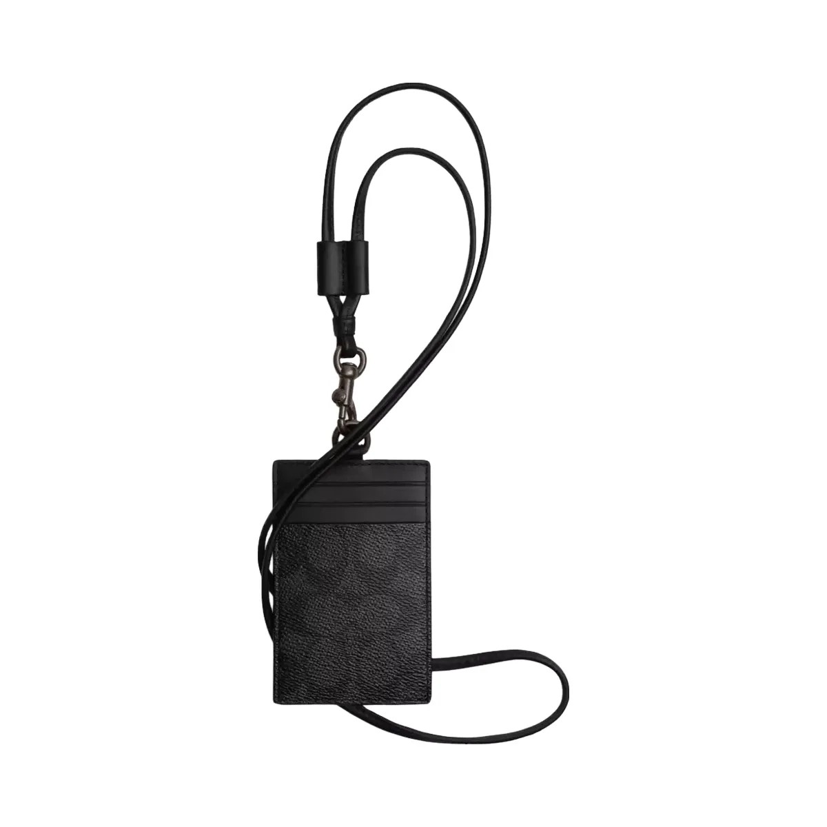 Coach Id Lanyard In Signature Canvas in Charcoal - HypeFly India View 1